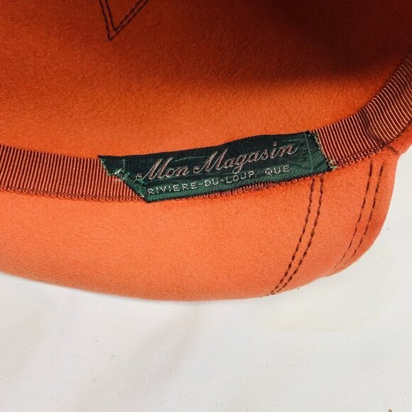 Vintage 50s 60s Felt Hat Womens Touriste Made In Switzerland Handmade Orange - Picture 8 of 14